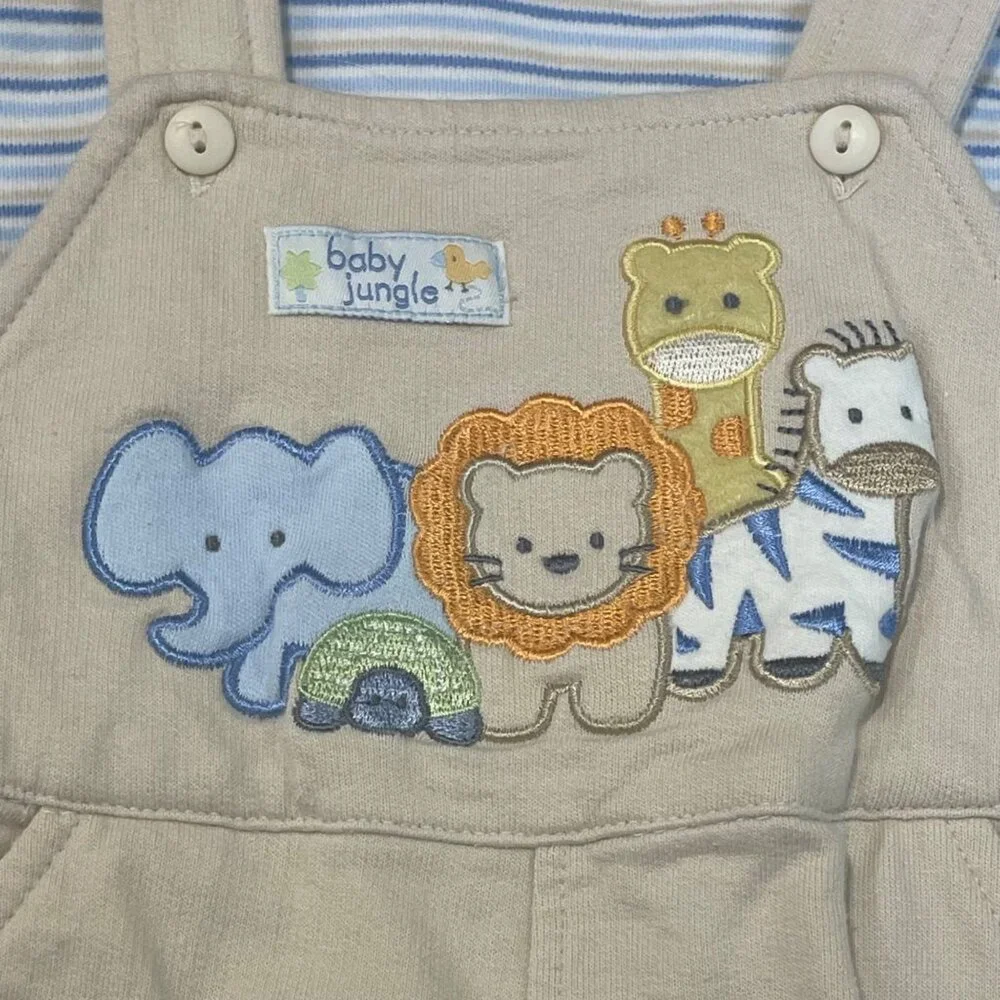 Vintage First Moments Layette Jungle‎ Outfit Size 6-9M Embroidered Animals Knit
